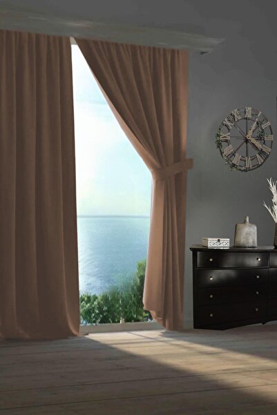 GOCCIA HOME Blackout Karartma Tek Kanat Fon Perde Kahverengi