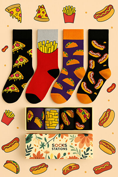 Socks Stations Симпатична и весела кутия за чорапи с дизайн на бързо хранене