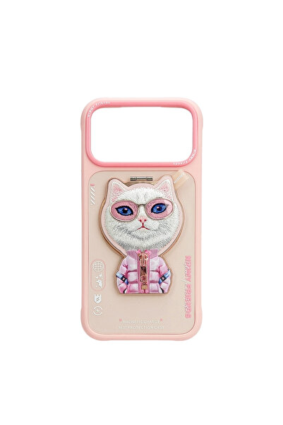 Nimmy iPhone 17 Pro Uyumlu MagSafe Stant Özellikl 3D Gözlük Fermuar Kedi Deta...