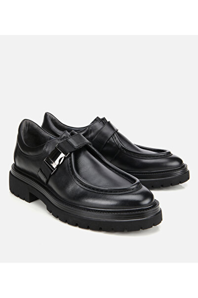 Hotiç Erkek Deri Siyah Metal Tokalı Klasik Loafer