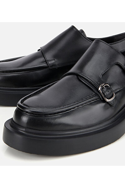 Hotiç Erkek Deri Siyah Metal Tokalı Klasik Loafer