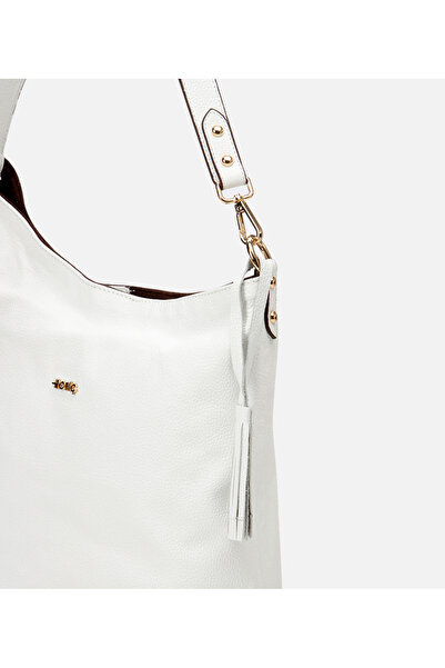 Hotiç Women's Leather White Asymmetric Soft Textured Shoulder Bag