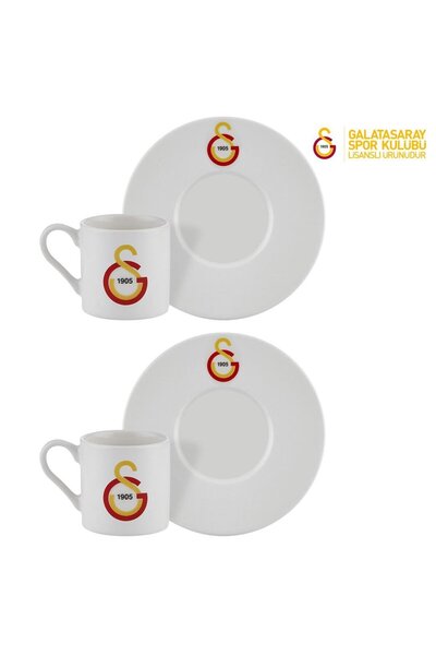 Galatasaray Lisanslı Arma Logolu 2'li Porselen Kahve Fincan Takımı