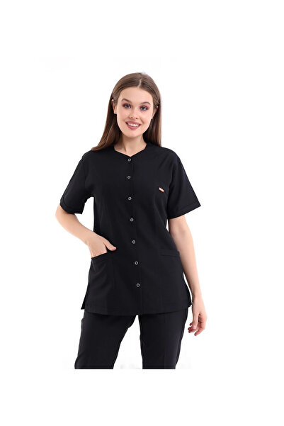 Bilenn Tekstil Pentagonal Collar Women's Single Top - 48 Black