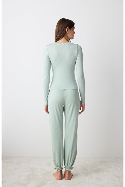 Penti Sada pyžamových kalhot Aria Dotted světle zelené barvy