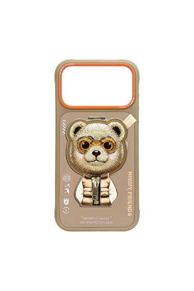 Nimmy iPhone 17 Pro Max Uyumlu MagSafe Stant Özellikli 3D Gözlük Fermuar Bear...