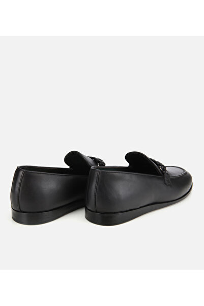 Hotiç Erkek Deri Siyah Toka Detaylı Klasik Loafer
