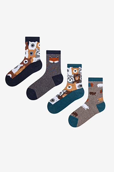 Penti Boy's Cute Animal Multicolored 4-Piece Socks