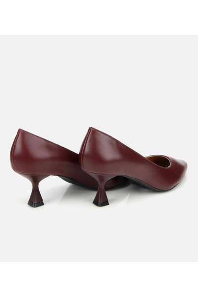 Hotiç Kadın Deri Bordo Esnek Tabanlı İnce Topuklu Stiletto