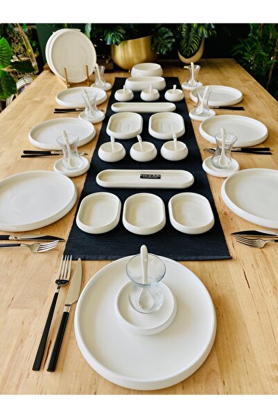 CASA DE BELLA Bianco 45 Parça 6 Kişilik Porselen Kahvaltı Takımı