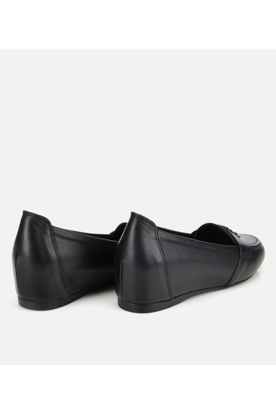 Hotiç Kadın Deri Siyah Dolgu Topuklu Rahat Günlük Loafer
