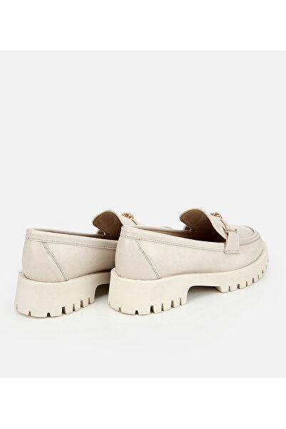 Hotiç Kadın Ekru Kalın Tabanlı Klasik Loafer