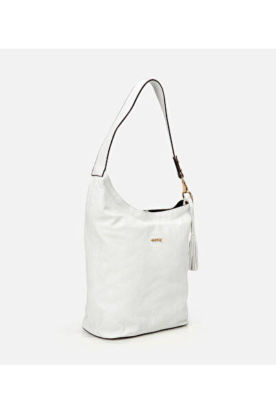 Hotiç Women's Leather White Asymmetric Soft Textured Shoulder Bag