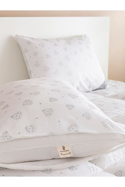 homewell Diamond Patterned Bamboo Pillow 50X70 cm Hypoallergenic with Extra Cover