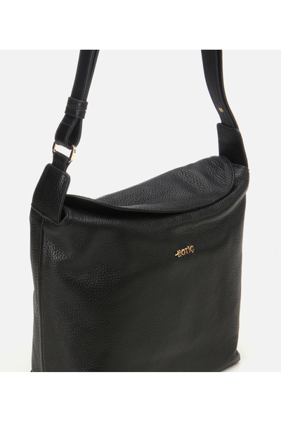 Hotiç Women's Leather Black Adjustable Strap Shoulder Bag