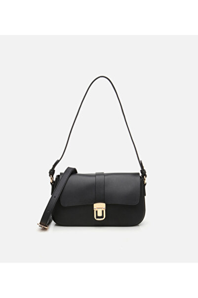 Hotiç Women's Black Lock Detailed Crossbody Bag