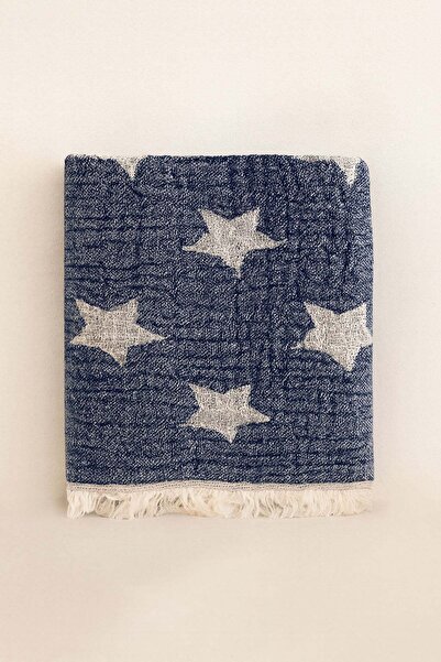 Barine Star Jacquard Fluffy Baby Blanket Navy Blue 75X145 cm