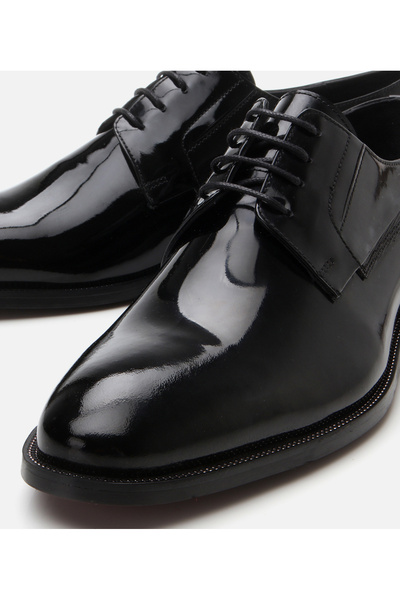 Hotiç Men's Patent Leather Black Stylish Classic Shoes