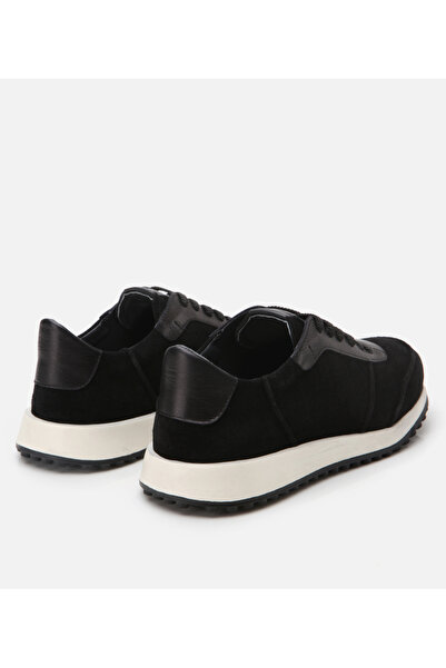 Hotiç Men's Suede Leather Black Ultra Light Sole Sports Shoes