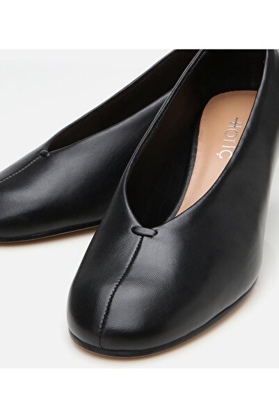 Hotiç Women's Leather Black Thin Heeled Shoes