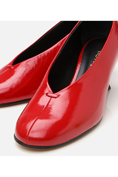 Hotiç Women's Patent Leather Red Thin Heeled Shoes