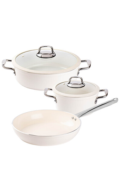 Tantitoni Deluxe Creamy Ceramic 5 Piece Cookware Set