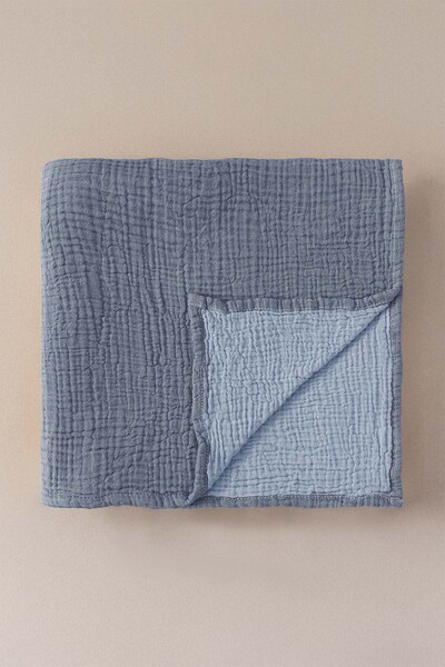 Barine Cocoon Cotton Muslin Baby Blanket Navy Blue