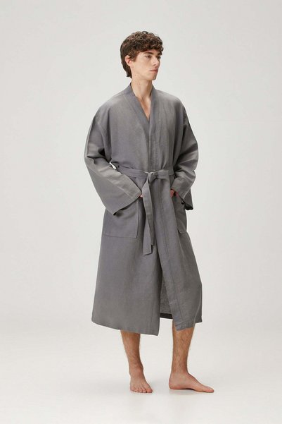 Barine Kimono unisex din in spălat Serenity, gri