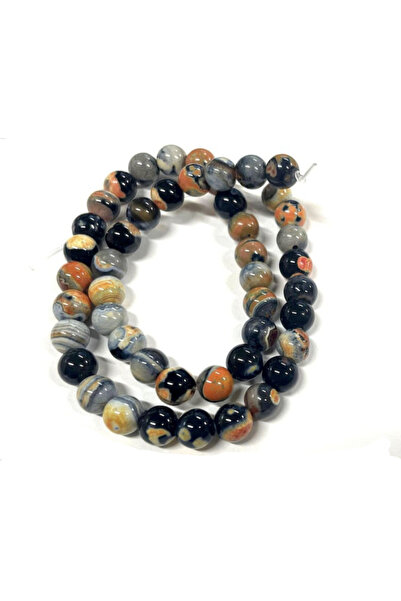 SESİKA HOBİ Оригинален естествен камък A Quality Black Orange Fire 8 mm 1 ком...