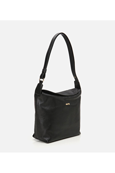 Hotiç Women's Leather Black Adjustable Strap Shoulder Bag