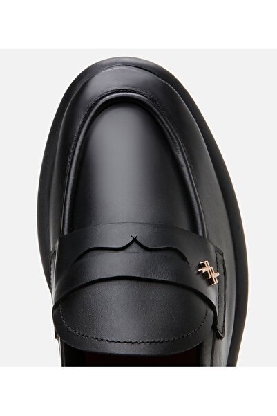 Hotiç Kadın Deri Siyah Esnek Tabanlı Klasik Loafer