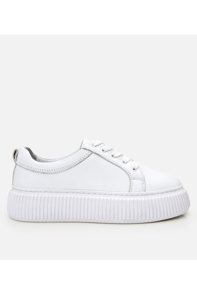 Hotiç Women's Leather White Thick Soled Sports Shoes