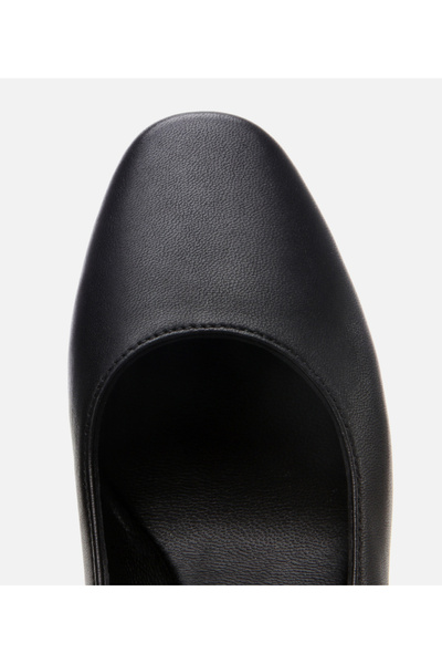 Hotiç Women's Leather Black Comfortable Thick Heeled Shoes