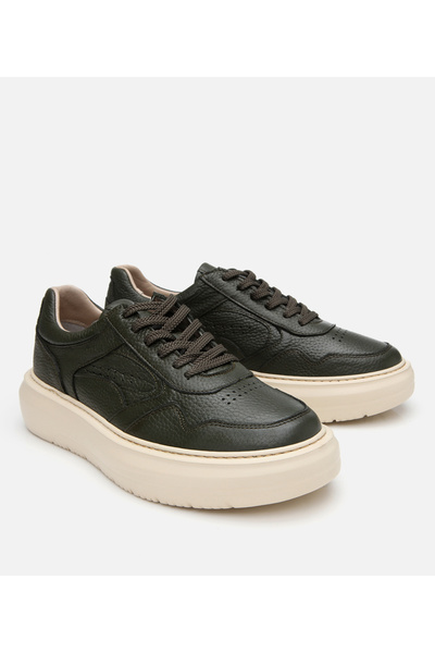 Hotiç Men's Leather Khaki High-Sole Sports Shoes