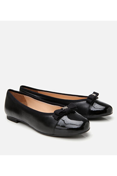 Hotiç Women's Leather Black Flexible Sole Comfortable Buckle Ballerinas