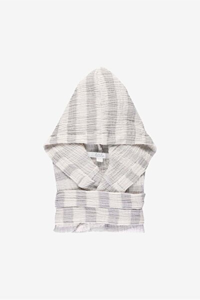 Barine Striped Muslin Children's Bathrobe Gray