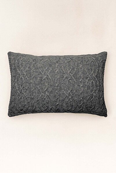 Barine Кабельний вовняний трикотажний чохол для подушки темно-сірий