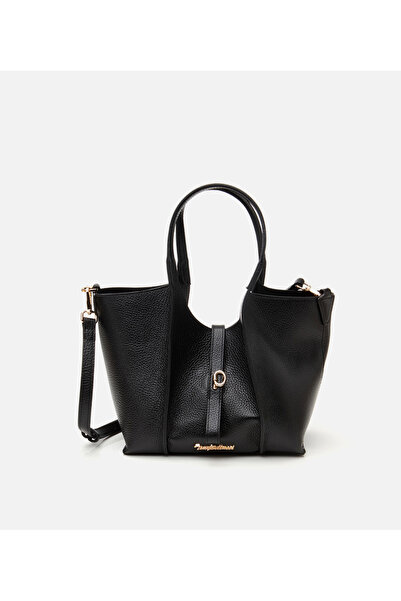 Hotiç Kadın Deri Siyah Kilit Detaylı Tote Çanta