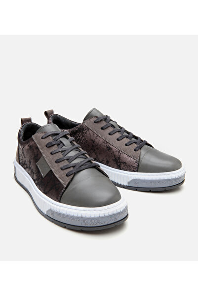 Hotiç Erkek Deri Gri Baskılı Spor Ayakkabı