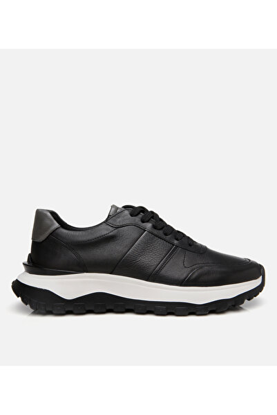 Hotiç Men's Leather Black Ultra Light Sole Sports Shoes