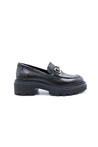 Bulldozer Genuine Leather Women's Black Loafer Shoes