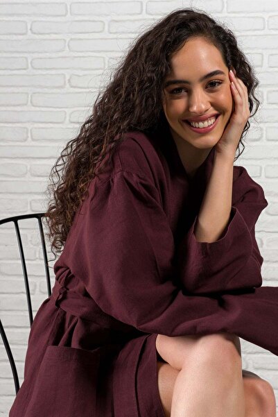 Barine Serenity Випраний льняний кімоно бордовий