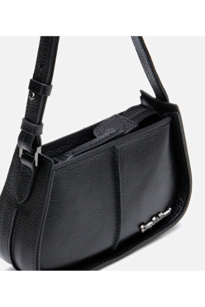 Hotiç Women's Leather Black Adjustable Strap Mini Bag
