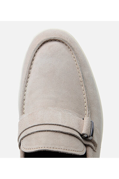 Hotiç Men's Suede Leather Beige Buckle Detailed Casual Loafer
