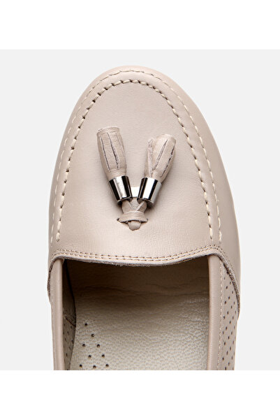 Hotiç Women's Leather Mink Tasseled Wedge Heeled Shoes