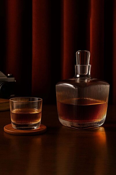 Barine Gentleman Kristal Cam 2'li Viski Bardağı ve Karaf Seti