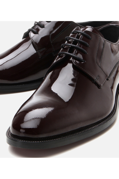 Hotiç Men's Patent Leather Burgundy Stylish Classic Shoes