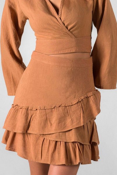 Barine Fusta din in Waves, culoare bronz