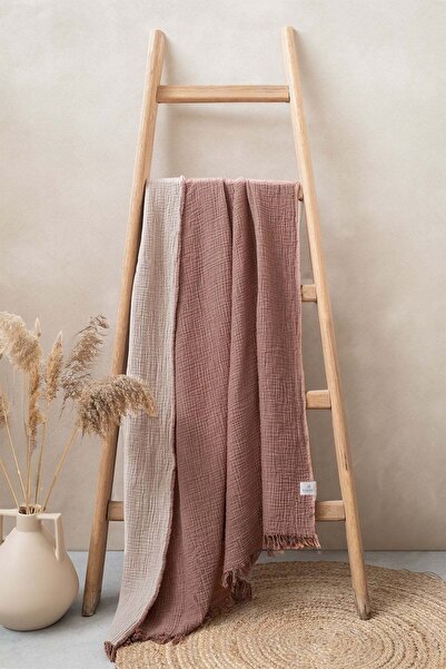 Barine Cocoon 4-шаровий мусліновий плед для крісла, ковдра коричневого кольору