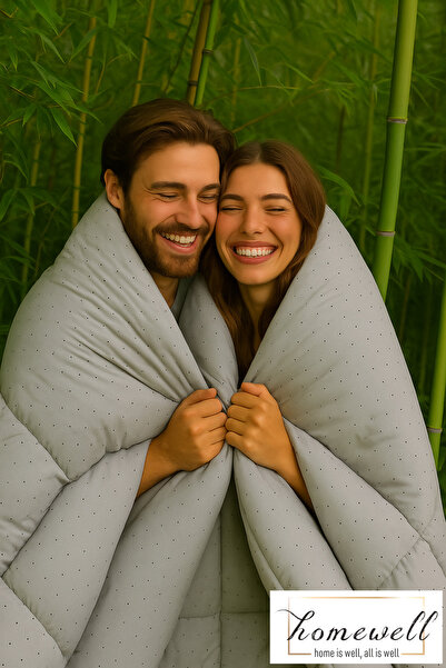 homewell %100 SAF BAMBU HİPOALERJENİK ÇİFT KİŞİLİK YORGAN GRİ